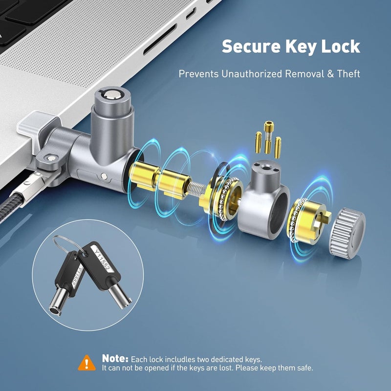 AboveTEK Laptop Locking Cable for MacBook Pro 14/16 (2021–2024), Anti-Theft Keyed Laptop Security Lock, 6.56ft Cut-Resistant Steel Computer Lock Cable, Rotatable & Portable Design - Image 4